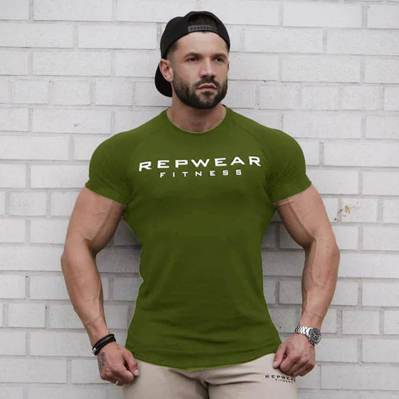 men t shirts | Men T Shirt Short Sleeve Shirts for Men Bodybuilding Green